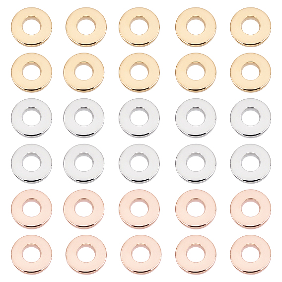 60Pcs 3 Colors 201 Stainless Steel Linking Rings, Donut