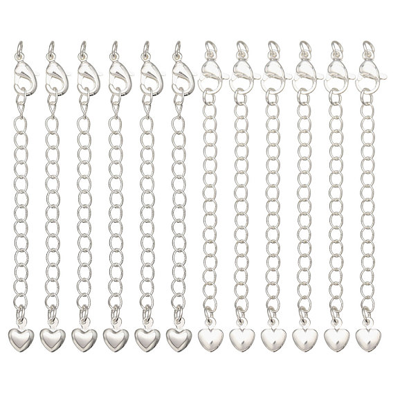 12шт 2 стили латунный удлинитель цепи, с застежкой омар