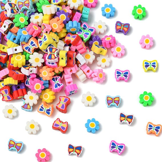 200 шт 2 стили ручной работы из полимерной глины бусины, цветок, бабочка