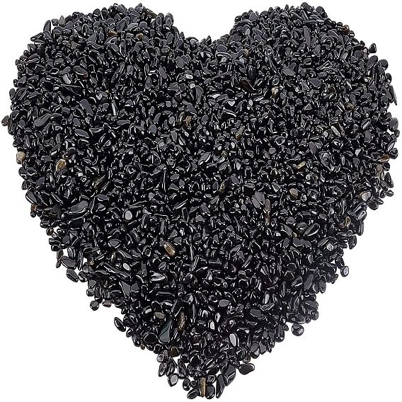 Natural Obsidian Chip Beads, No Hole/Undrilled
