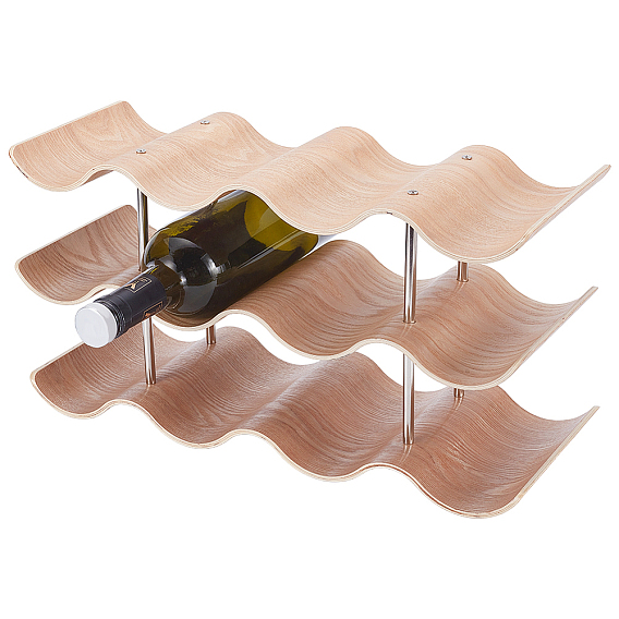 Wood Wine Rack Storage Shelf, Wavy Shape Holders