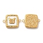 PVD Vacuum Plating 304 Stainless Steel Connector Charms, with Shell, Square with Butterfly