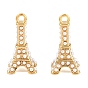 304 Colgantes de perlas de acero inoxidable y plástico ABS, encantos de la torre Eiffel, revestimiento de iones (ip)