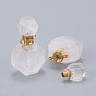 Faceted Natural Gemstone Openable Perfume Bottle Pendants, with 304 Stainless Steel Findings, Bottle