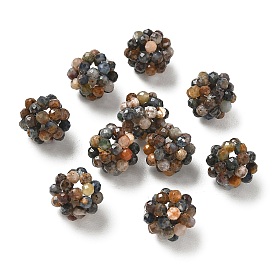 Cuentas tejidas de pietersita natural, perlas de racimo, facetados, rondo