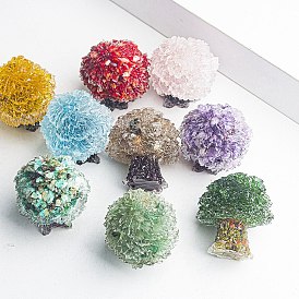 Resin Tree Display Decoration, with Gemstone Chips inside Statues for Home Office Decorations