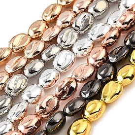 Стеклянные бусины с гальваническим покрытием , Плоско-овальные, полное покрытие