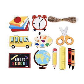 20 шт. подвесные украшения для школьных принадлежностей из дерева с односторонним УФ-отпечатком, подвесные украшения из джутовой веревки, вырезанные лазером деревянные формы