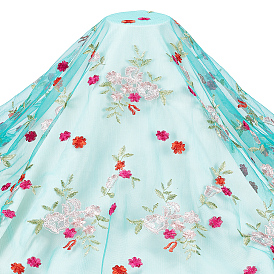 Полиэстеровая кружевная ткань с вышитыми цветами, для аксессуаров для одежды своими руками