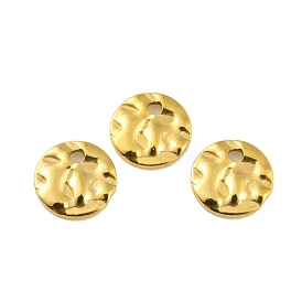 Ion Plating(IP) 304 Stainless Steel Charms, Textured Flat Round Charm