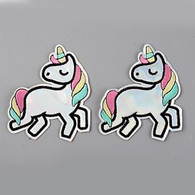 Computerized Embroidery Laser Shining Cloth Iron on/Sew on Patches, Appliques, Costume Accessories, Unicorn