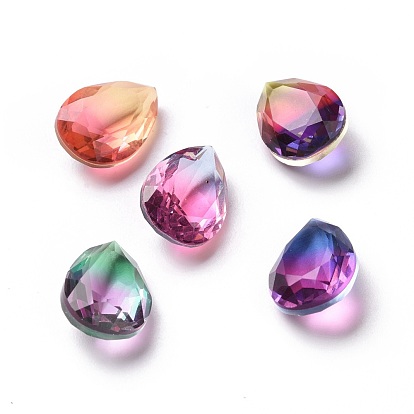 Cabujones de diamantes de imitación de vidrio transparente, señaló hacia atrás, facetados, lágrima