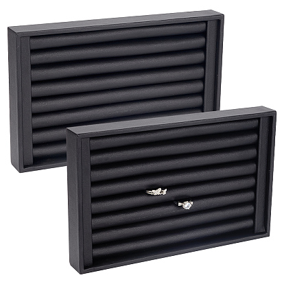 7-слотовые деревянные с ПУ кожаными кольцами-подставками, держатель органайзера для кольца на палец, прямоугольные