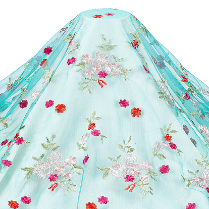 Полиэстеровая кружевная ткань с вышитыми цветами, для аксессуаров для одежды своими руками