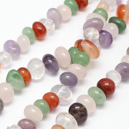 Nuggets Mixed Natural Gemstone Beads Strands, Tumbled Stone, Quartz Crystal & Rose Quartz & Amethyst & Green Aventurine & Red Agate, 8~12x8~12x5~6mm, Hole: 1mm, about 33pcs/strand, 14.9 inch