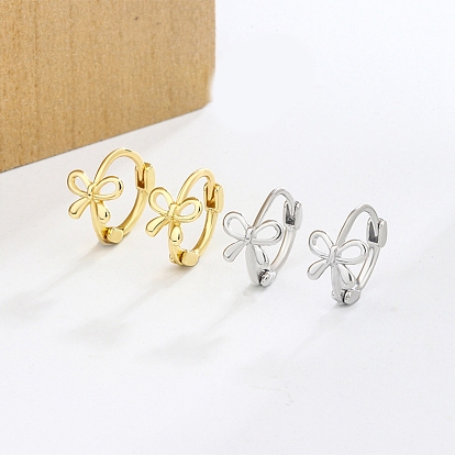 Brass Hoop Earrings for Women, Bowknot