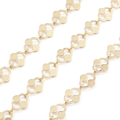 Brass Oval with Flat Round Link Chains, Cadmium Free & Nickel Free & Lead Free, Unwelded, with Spool