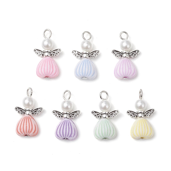 Подвески из акрилового сплава, ангел, с абс пластмассовой имитационной жемчужиной