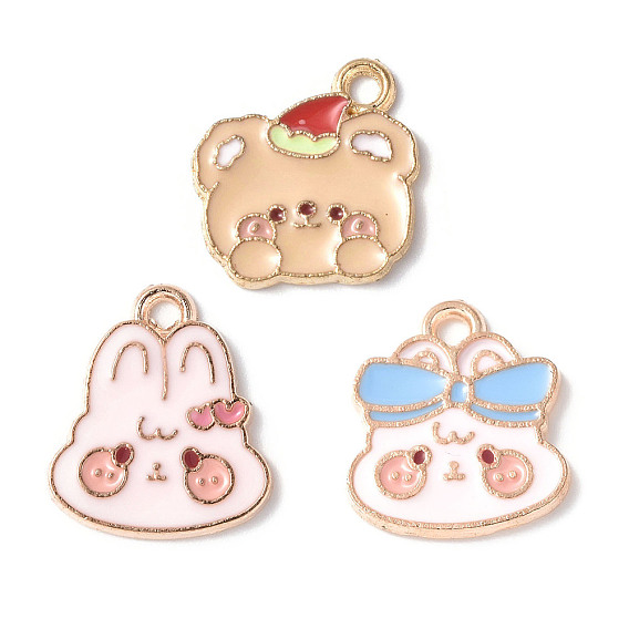 Подвески из эмали и сплава, золотой свет, шарм кролика/медведя