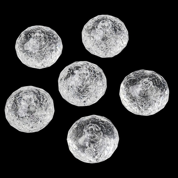 Perles acryliques transparentes craquelées, plat rond, facette
