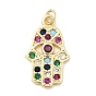 Латунные микро проложить кубического циркония подвески, hamsa hand charms, долговечный, стойки покрытие, без свинца и без кадмия, с целью перехода в кольце