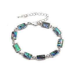 Colorful Abalone Shell Bracelet - Geometric, Rectangular, Unique Design