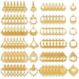 96шт 12 стили сплава звенья компонента люстры, с петлями, золотые