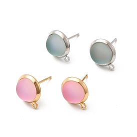 Серьги-гвоздики из латуни и стекла, с петлей, полукруглый, без никеля 