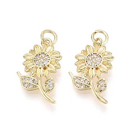 Латунные микро проложить кубического циркония подвески, цветок, с целью перехода в кольце