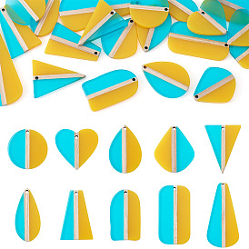 20 шт. 10 стили подвески из прозрачной смолы и натурального дерева, разнообразные, два тона