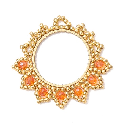 Подвески-цветы из стеклянных бус, со стеклом и железом, реальный 18 k позолоченный, граненые