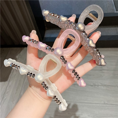 Пластиковые заколки-коготь для волос для женщин и девочек, сердце, с пластиковой жемчужины