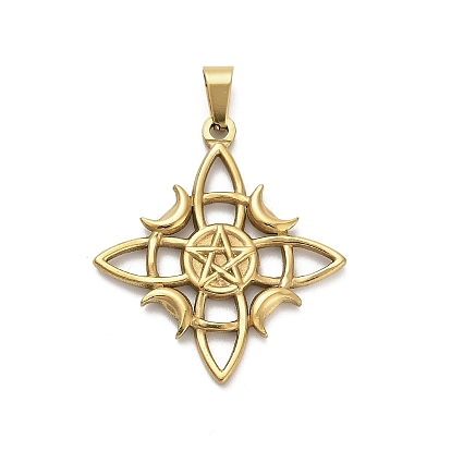 304 подвески из нержавеющей стали, узел ведьмы с амулетом «звезда луна», ионное покрытие (ip)