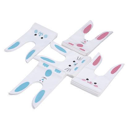 Plastic Candy Bags, Rabbit Ear Bags, Gift Bags, Two-Side Printed, with Wire Twist Ties