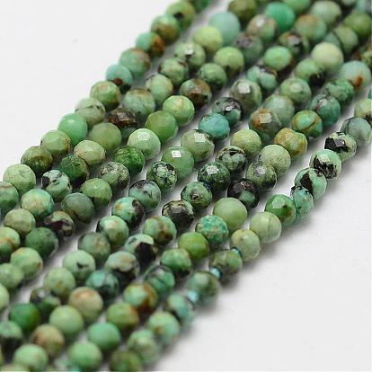 Natural Turquoise Bead Strands, Faceted, Round