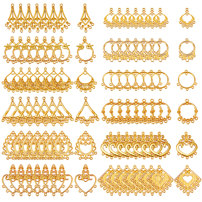 96шт 12 стили сплава звенья компонента люстры, с петлями, золотые