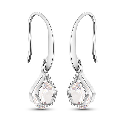 Pendientes colgantes de latón de lujo, pentágono con aaa circonio cúbico, 28 mm, pin: 1x0.7 mm