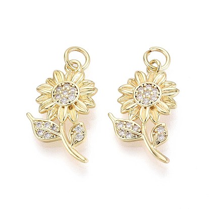 Латунные микро проложить кубического циркония подвески, цветок, с целью перехода в кольце