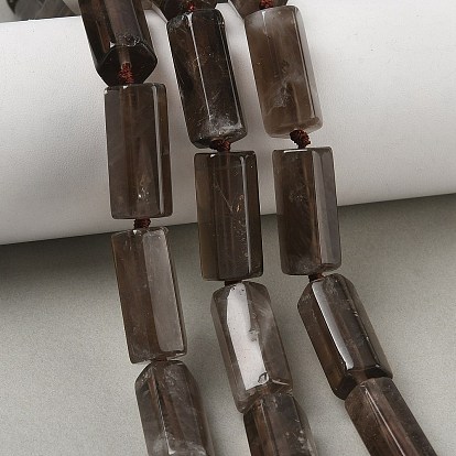 Natural Smoky Quartz Beads Strands, Faceted, Column