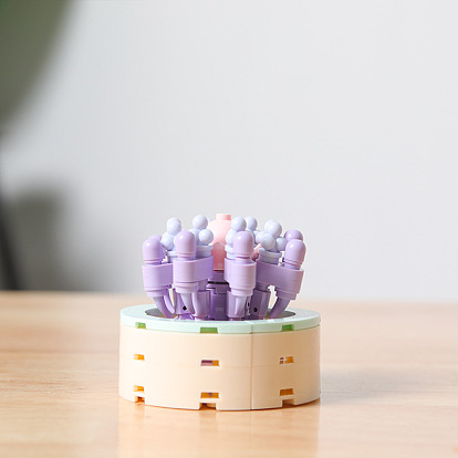 Plastic Succulent Flowers Plant Building Blocks DIY Toy Set, Succulents Bonsai Model, for Gift Home Decor