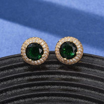 Серьги-гвоздики из латуни с микропаве из кубического циркония для женщин, полукруглый