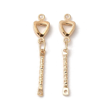 Dijes de conector de vidrio, con fornituras de latón, sin cadmio y níque y plomo, real 18 k chapado en oro, corazón