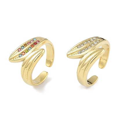 Лист 304 кольцо-манжета из нержавеющей стали со стразами для женщин, реальный 18 k позолоченный