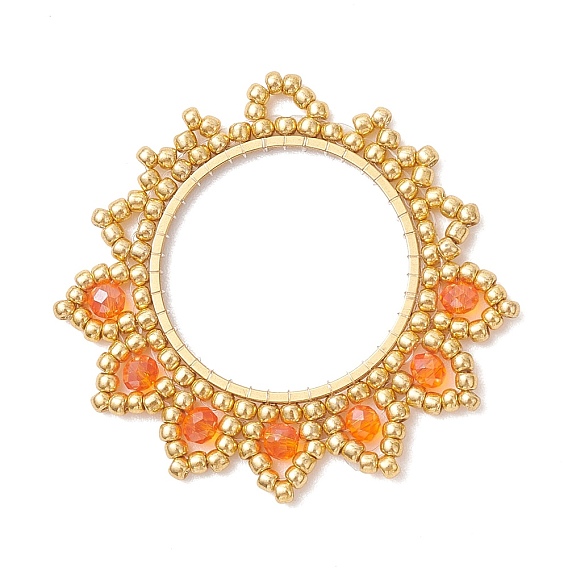 Подвески-цветы из стеклянных бус, со стеклом и железом, реальный 18 k позолоченный, граненые