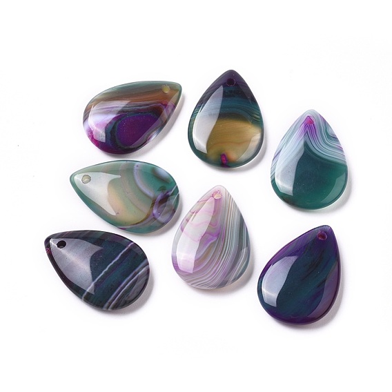 Natural Agate Pendants, Dyed & Heated