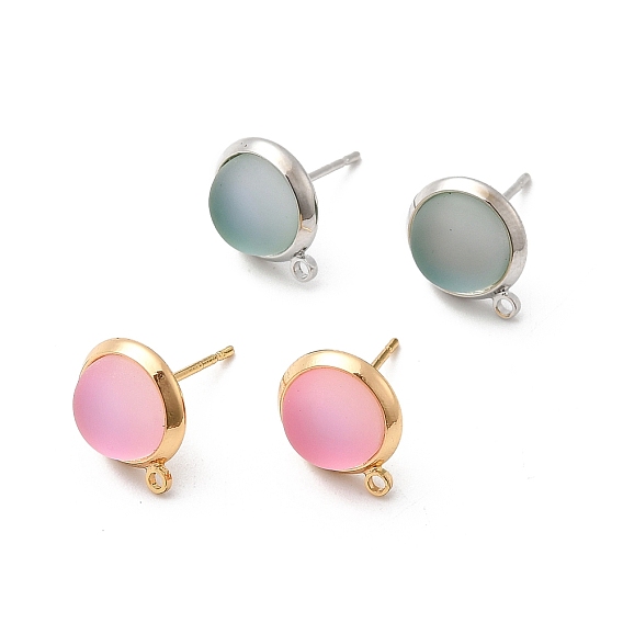 Серьги-гвоздики из латуни и стекла, с петлей, полукруглый, без никеля 