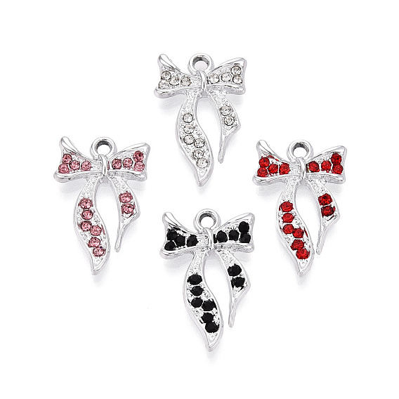 Подвески из сплава и страза, бантом, золотые / платиновые