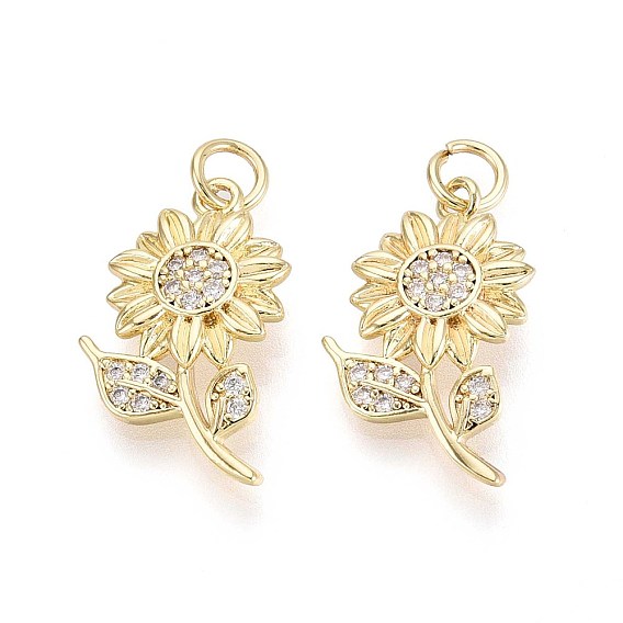 Латунные микро проложить кубического циркония подвески, цветок, с целью перехода в кольце