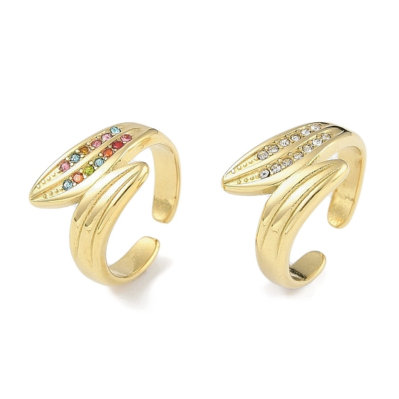 Лист 304 кольцо-манжета из нержавеющей стали со стразами для женщин, реальный 18 k позолоченный