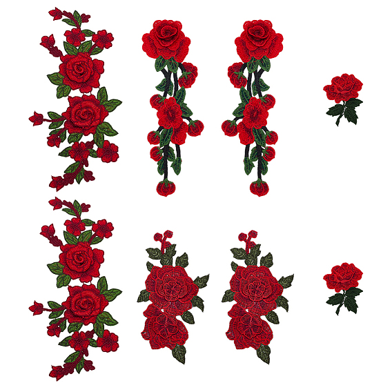 Polyester Embroidery Cloth Iron On/Sew On Patches, Costume Accessories, Appliques, Red